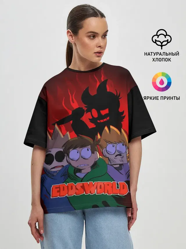 Женская футболка оверсайз с принтом «Eddsworld — Tord devil»