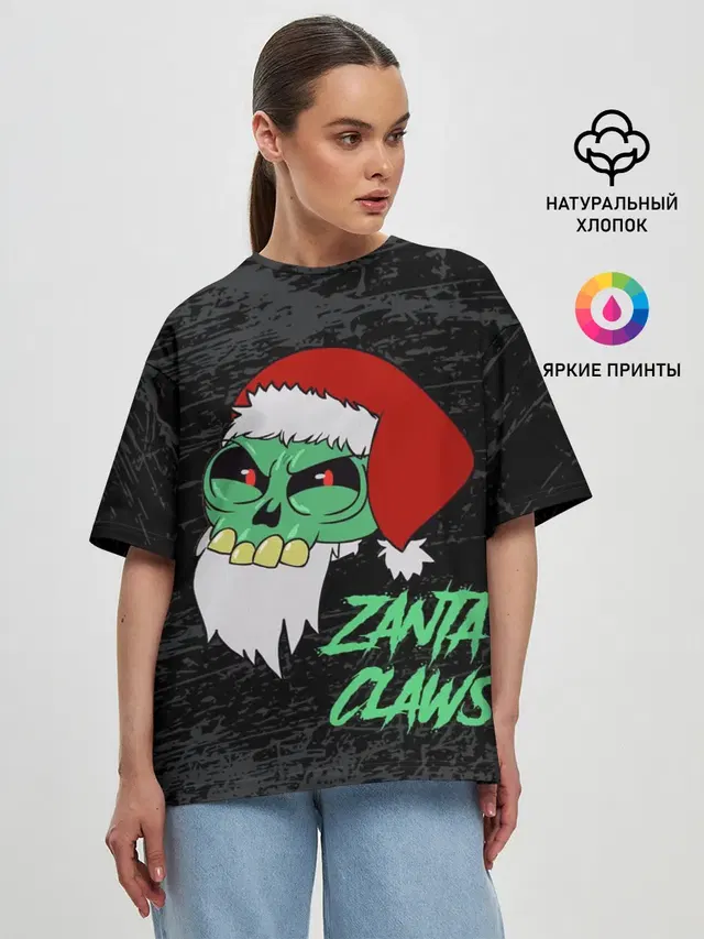 Женская футболка оверсайз с принтом «Eddsworld — Zanta Claws.»