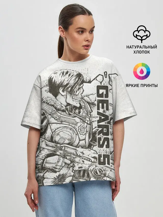 Женская футболка оверсайз с принтом «Gears of War — Gears 5»