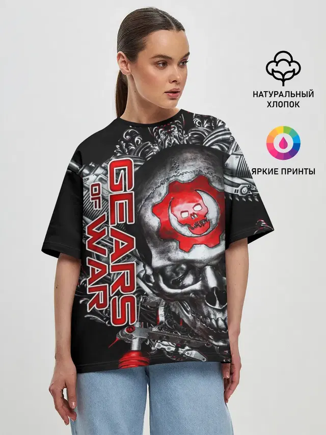 Женская футболка оверсайз с принтом «Gears of War — Gears 5»