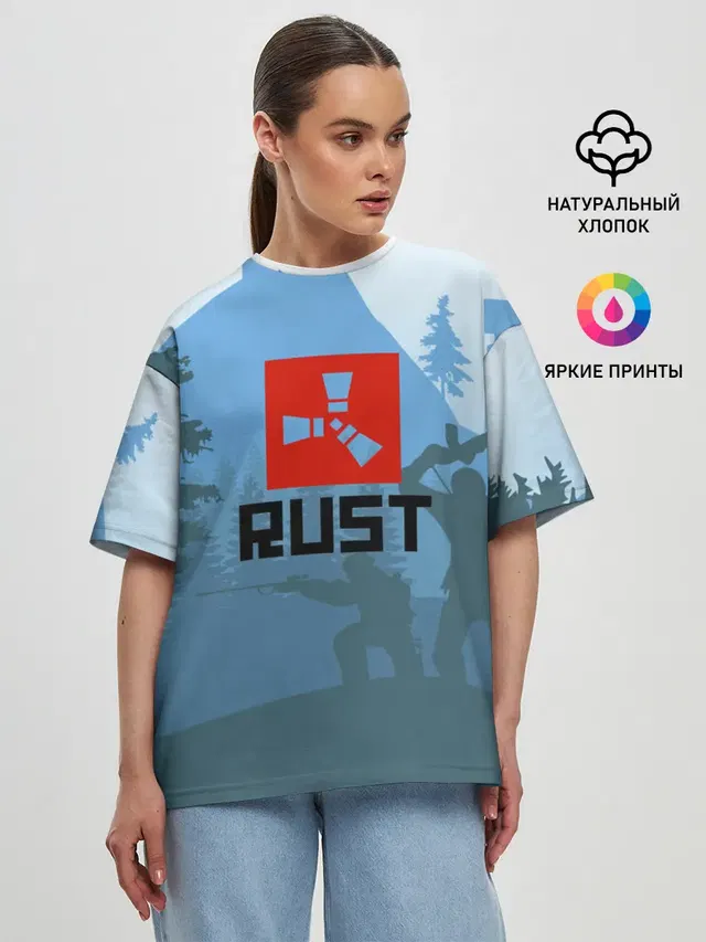 Женская футболка оверсайз с принтом «Rust — Выживалка Раст»