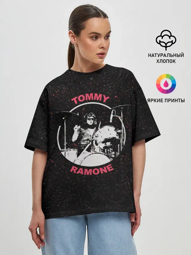 Женская футболка оверсайз с принтом «Ramones — Tommy Ramone»