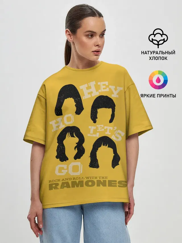 Женская футболка оверсайз с принтом «Ramones — Hey Ho Lets Gog»