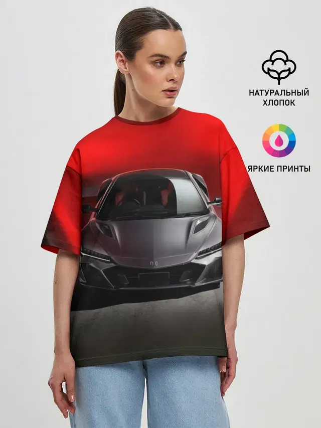 Женская футболка оверсайз с принтом «Honda — HONDA NSX»