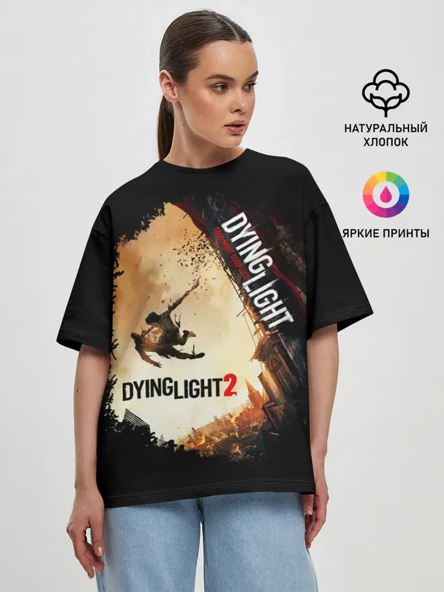 Женская футболка оверсайз с принтом «Dying Light — DYING LIGHT 2 NEW WORLD»
