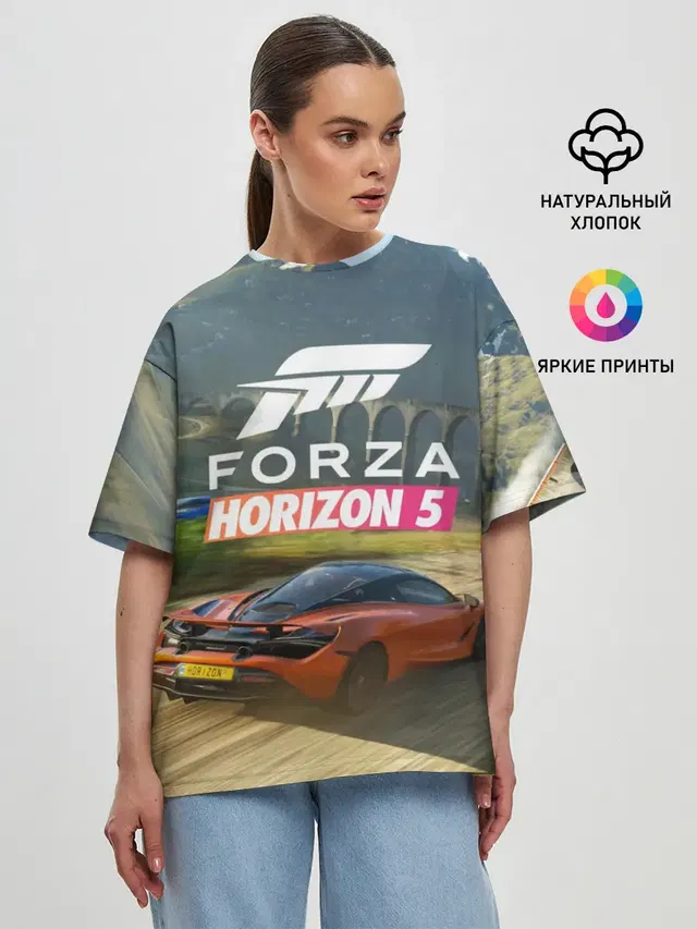 Женская футболка оверсайз с принтом «Forza Horizon — Forza Horizon 5, игра»