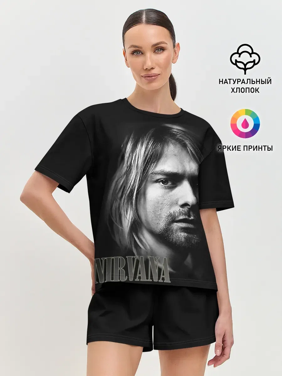 Женская пижама с шортами с принтом «Nirvana», вид спереди