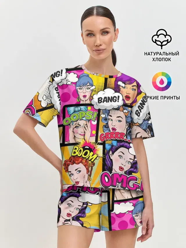 Женская пижама с шортами с принтом «Pop Art»
