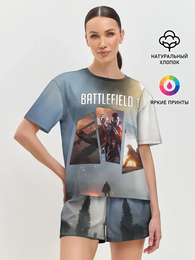 Женская пижама с шортами с принтом «BATTLEFIELD — Battlefield 1»