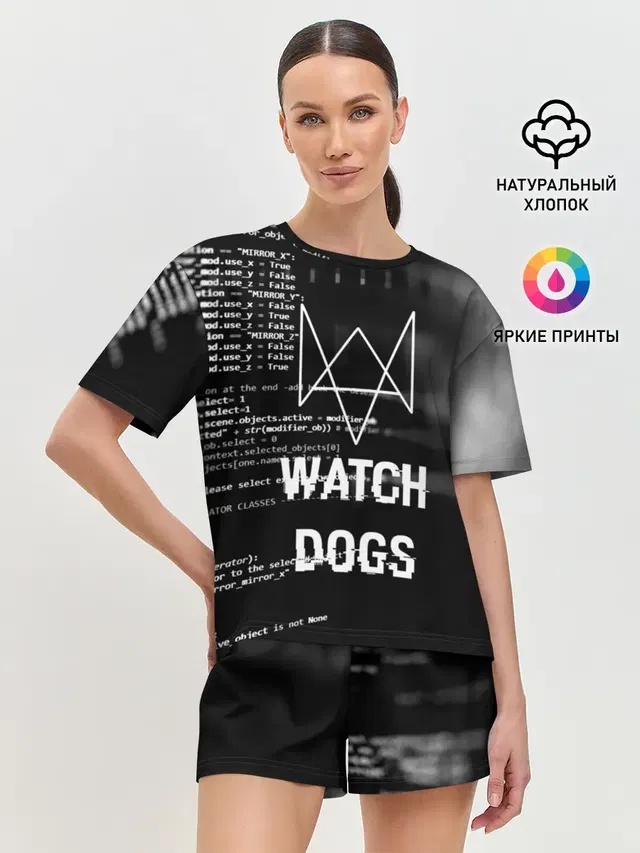 Женская пижама с шортами с принтом «Watch Dogs 2 — Wath dogs 2 Хакер»
