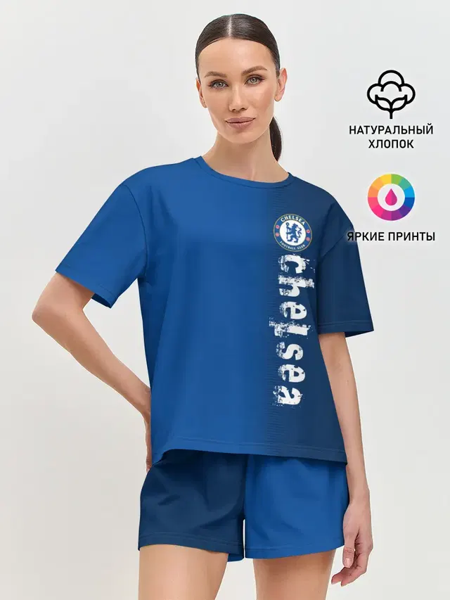 Женская пижама с шортами с принтом «Chelsea Uniform»