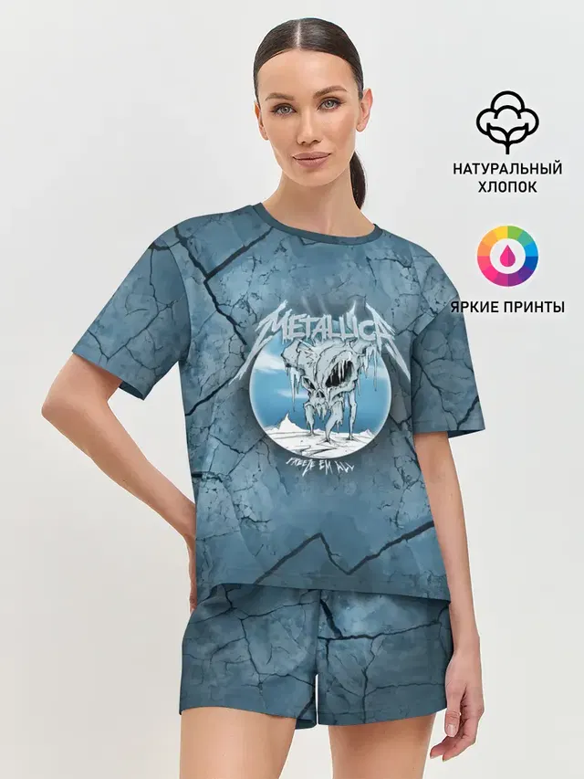 Женская пижама с шортами с принтом «Metallica — Metallica, freeze em all»