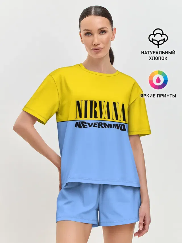 Женская пижама с шортами с принтом «Nirvana nevermino»