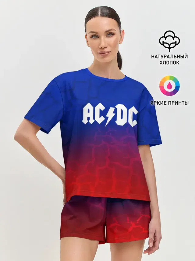 Женская пижама с шортами с принтом «AC — AC/DC angel&devil»