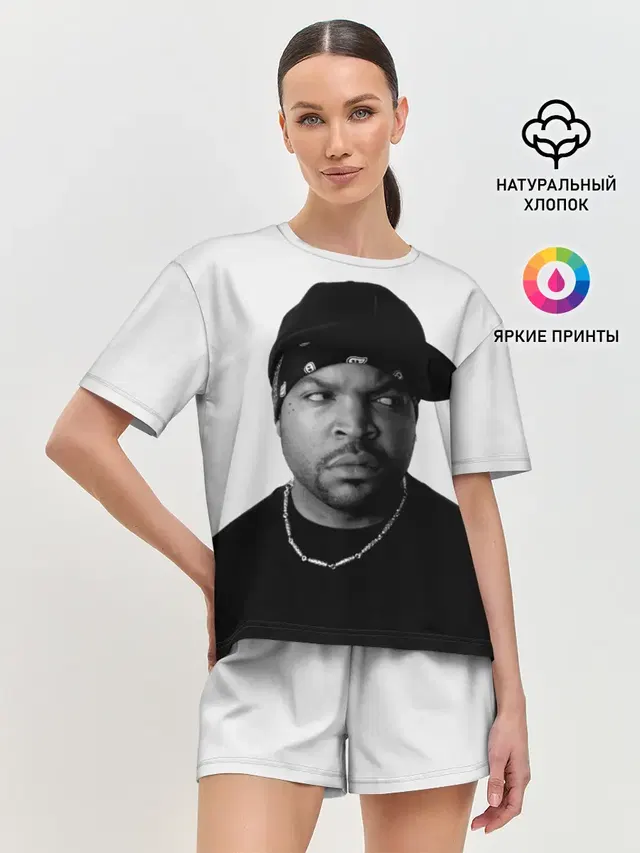 Женская пижама с шортами с принтом «Ice Cube»