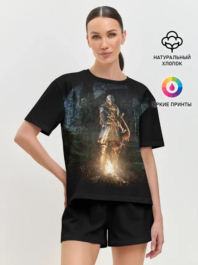Женская пижама с шортами с принтом «Bonfire»