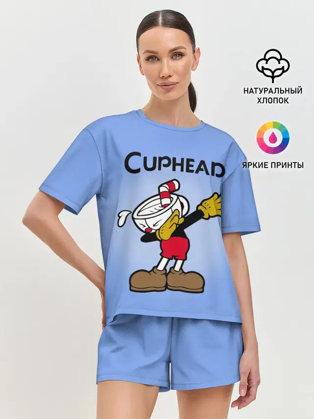Женская пижама с шортами с принтом «Cuphead»