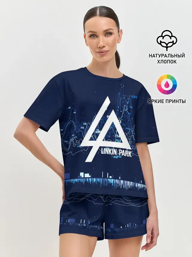 Женская пижама с шортами с принтом «Linkin Park music collection»