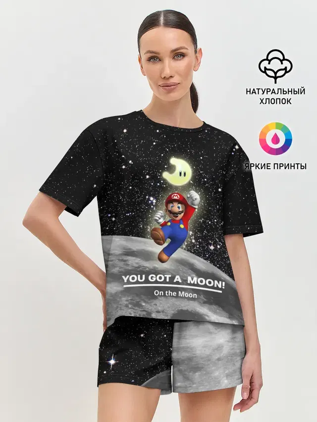 Женская пижама с шортами с принтом «Mario — You got a moon»