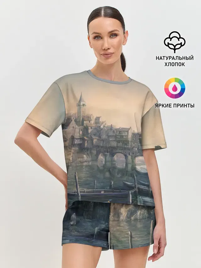 Женская пижама с шортами с принтом «Novigrad — The Witcher 3: Wild Hunt»