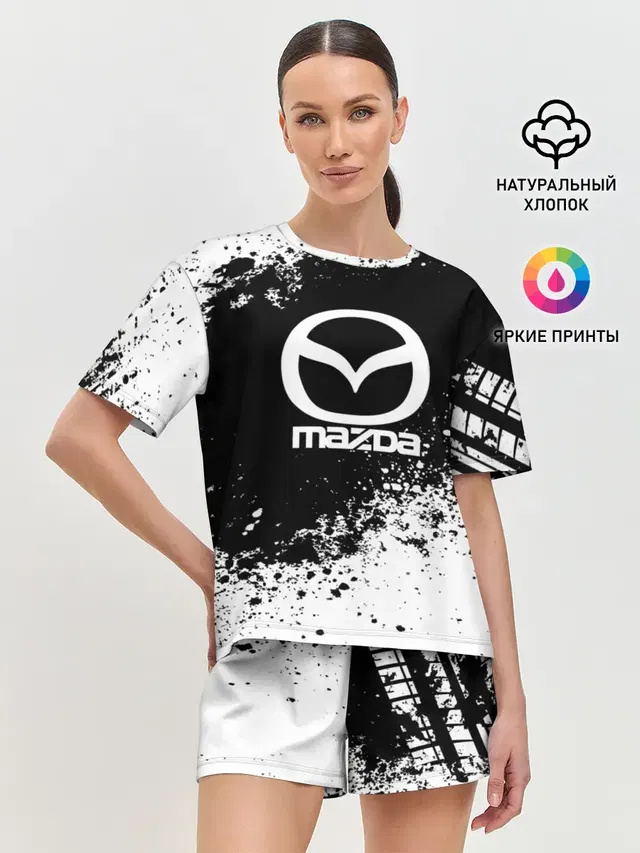 Женская пижама с шортами с принтом «Mazda — Mazda abstract sport»