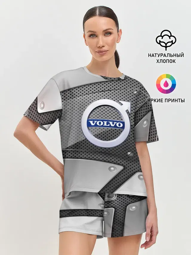 Женская пижама с шортами с принтом «Volvo — VOLVO metalic 2018»