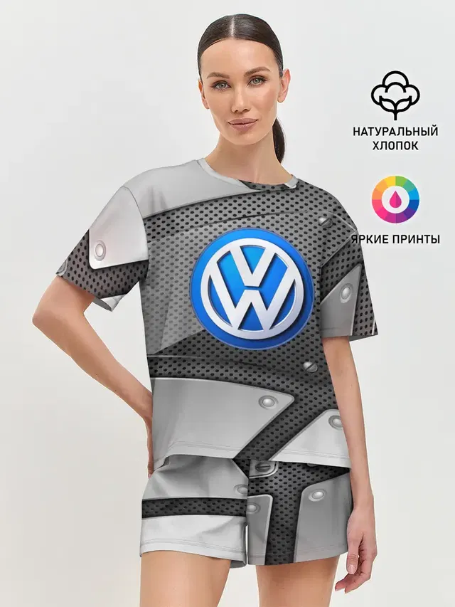 Женская пижама с шортами с принтом «Volkswagen — Volkswagen metalic 2018»