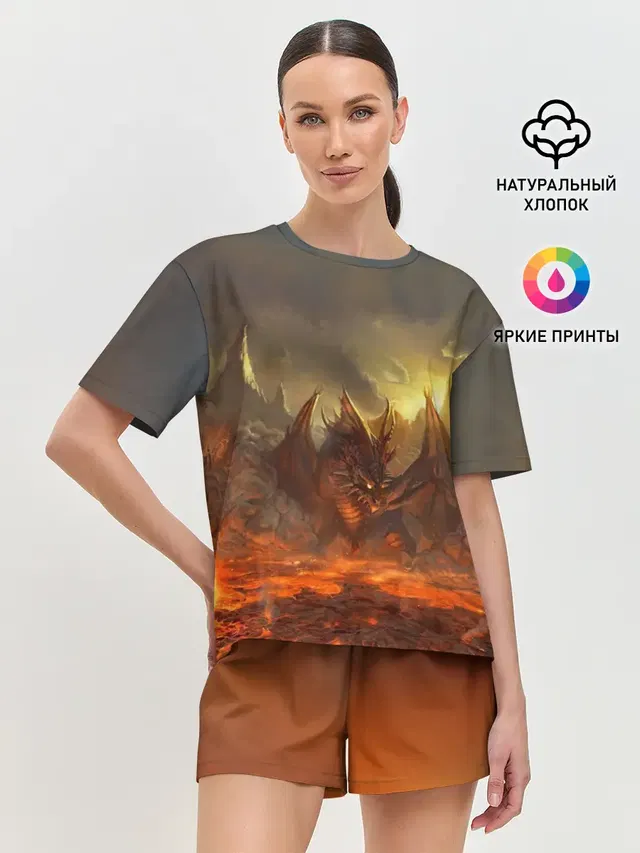 Женская пижама с шортами с принтом «LineAge II — Fire Dragon»