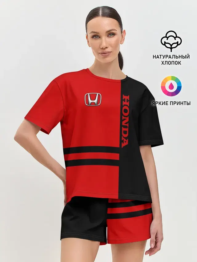 Женская пижама с шортами с принтом «Racing stripes»