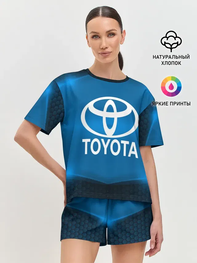 Женская пижама с шортами с принтом «Тойота — Toyota SPORT»