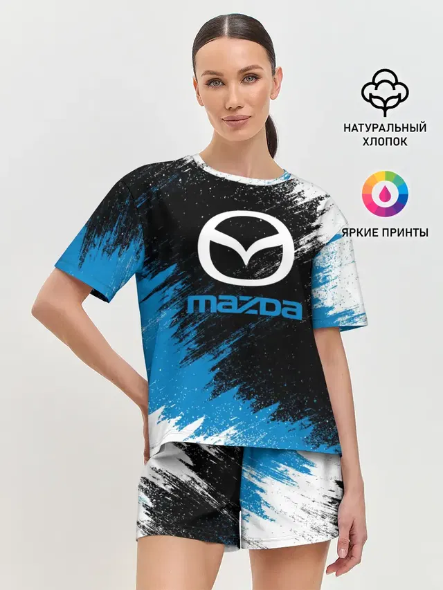 Женская пижама с шортами с принтом «Mazda»