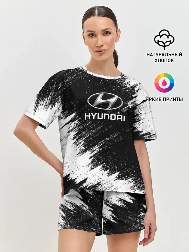 Женская пижама с шортами с принтом «Hyundai»