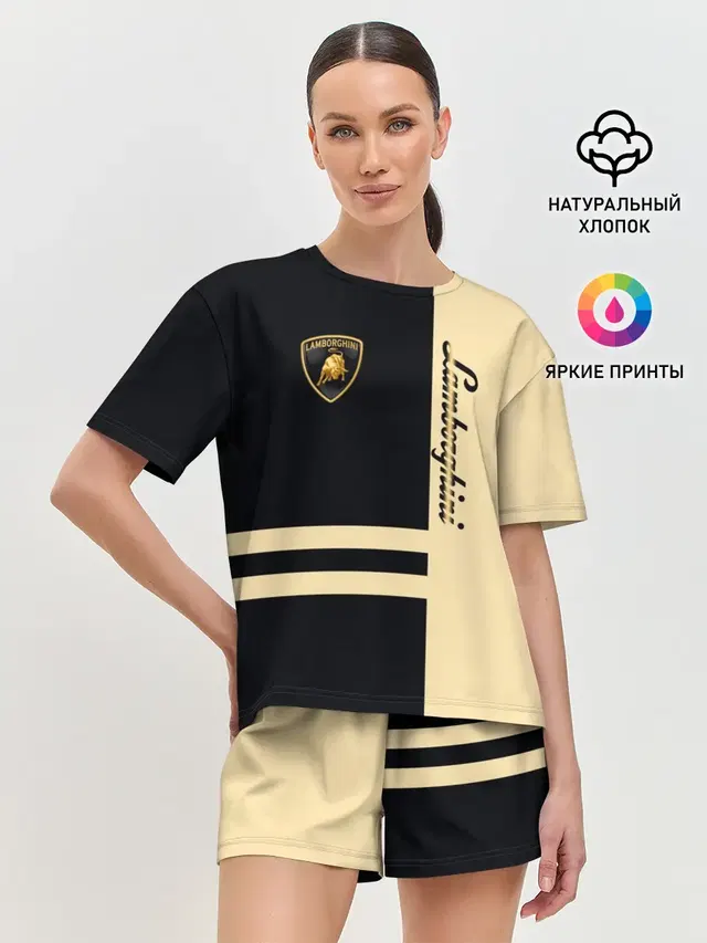 Женская пижама с шортами с принтом «Lamborghini»