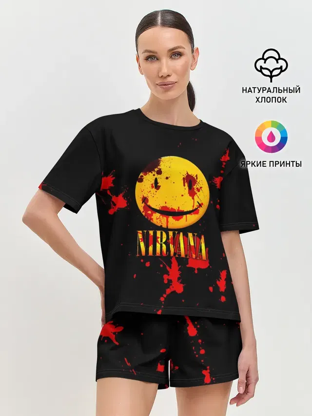 Женская пижама с шортами с принтом «Nirvana»