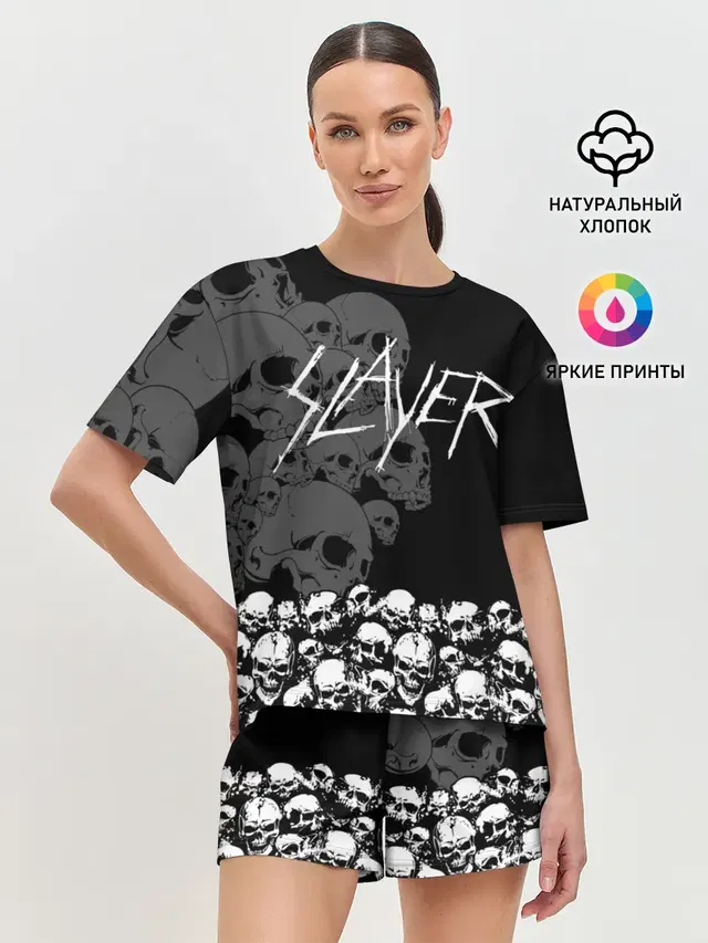 Женская пижама с шортами с принтом «Slayer — Slayer Black»
