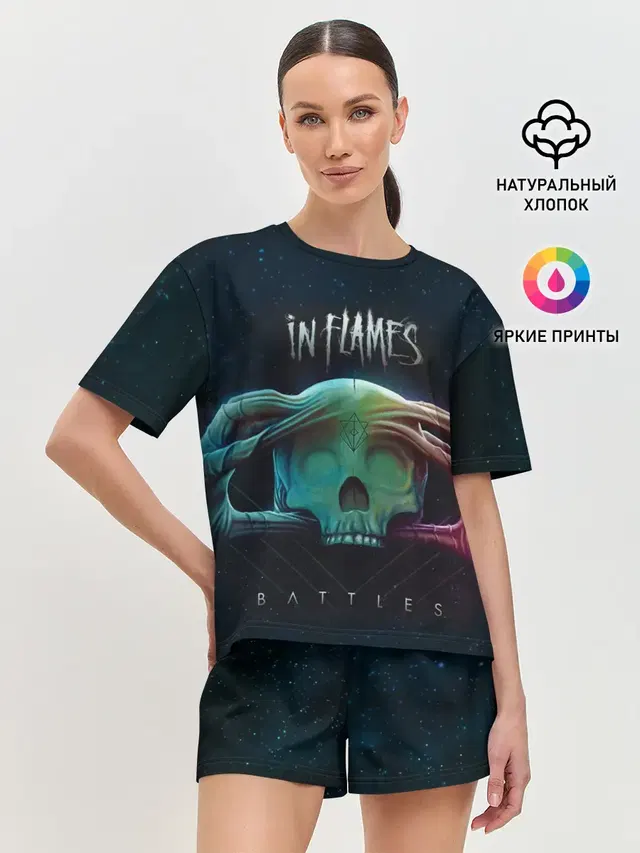 Женская пижама с шортами с принтом «In Flames — Battles»