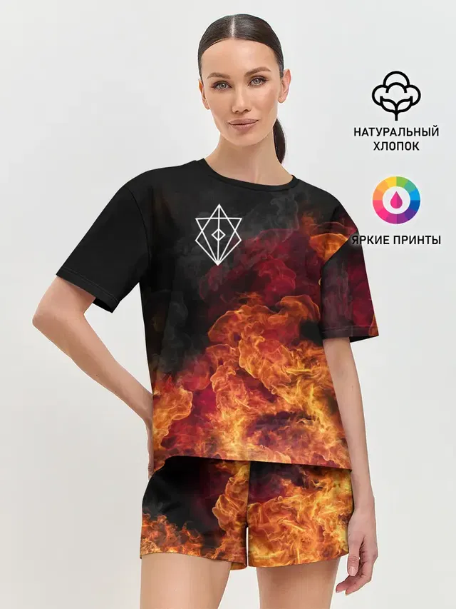 Женская пижама с шортами с принтом «In Flames — В огне»