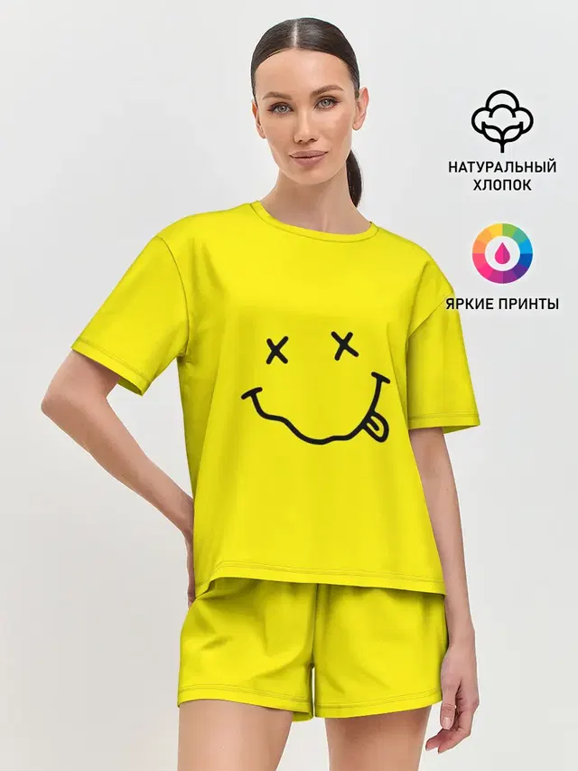 Женская пижама с шортами с принтом «Nirvana»