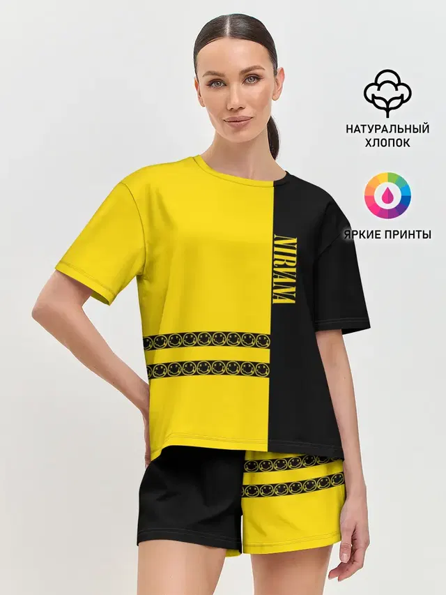 Женская пижама с шортами с принтом «Nirvana Logo»