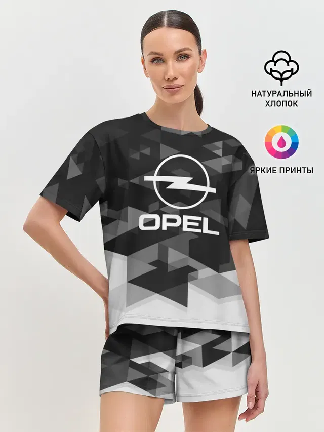 Женская пижама с шортами с принтом «Opel — Opel sport geometry»