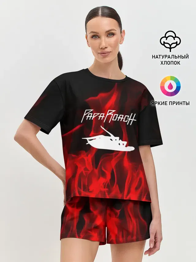 Женская пижама с шортами с принтом «Papa Roach»