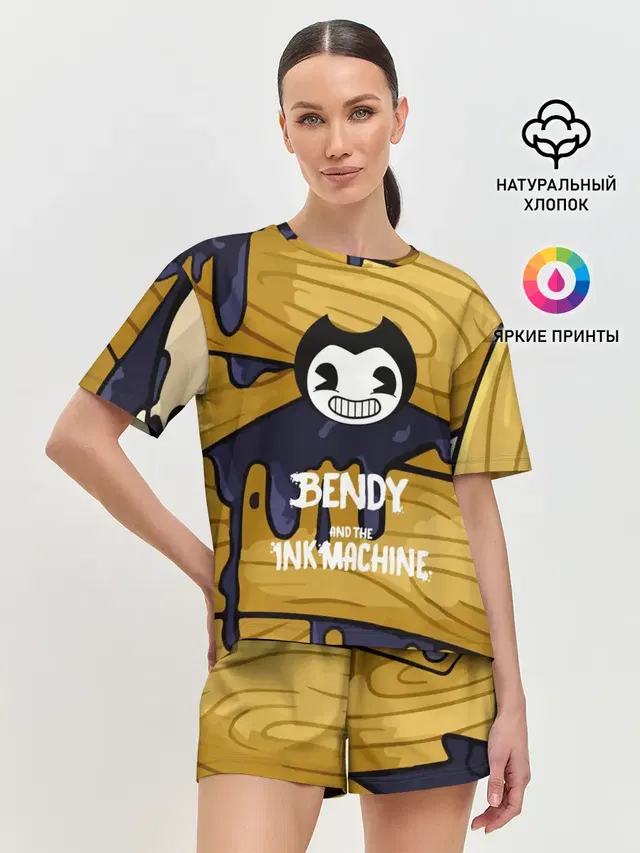 Женская пижама с шортами с принтом «Bendy and the ink machine»