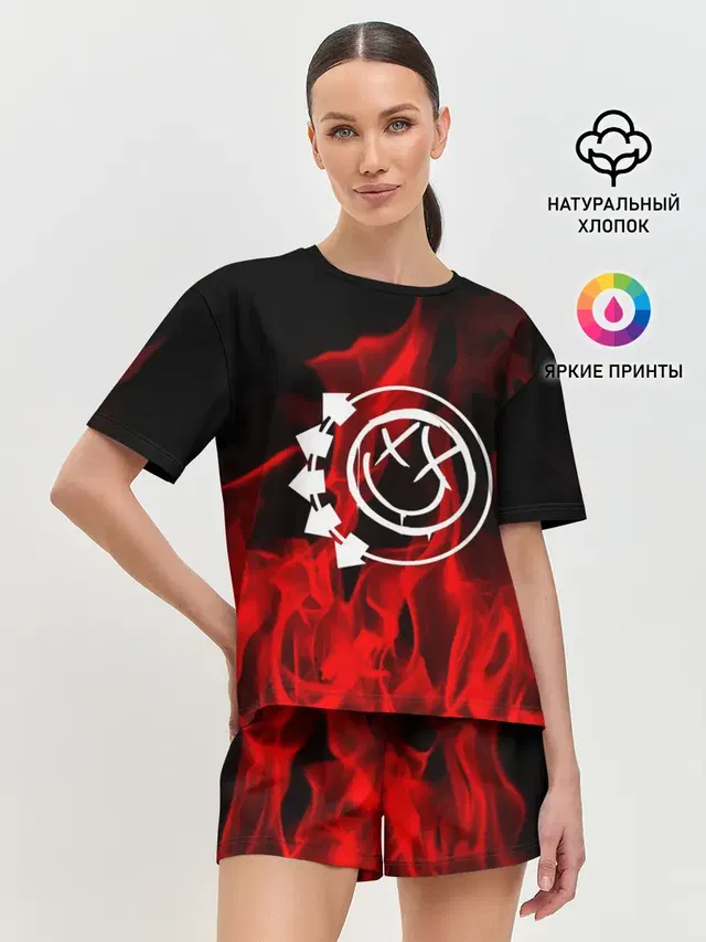 Женская пижама с шортами с принтом «Blink 182»