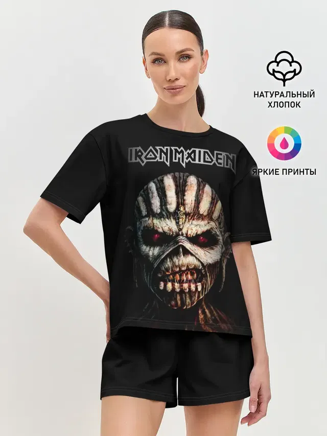 Женская пижама с шортами с принтом «Iron Maiden — Iron Maden. The Book of Souls»