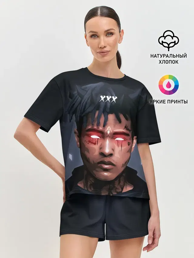 Женская пижама с шортами с принтом «Зарубежные — XXXtentacion»