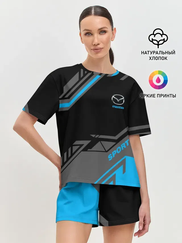 Женская пижама с шортами с принтом «Mazda — MAZDA SPORT»