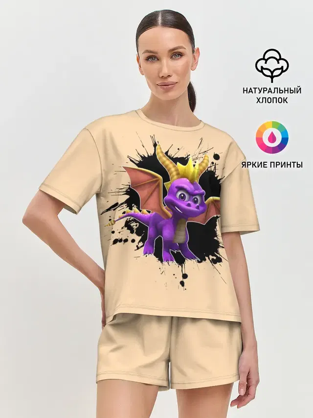 Женская пижама с шортами с принтом «Игры — Spyro»