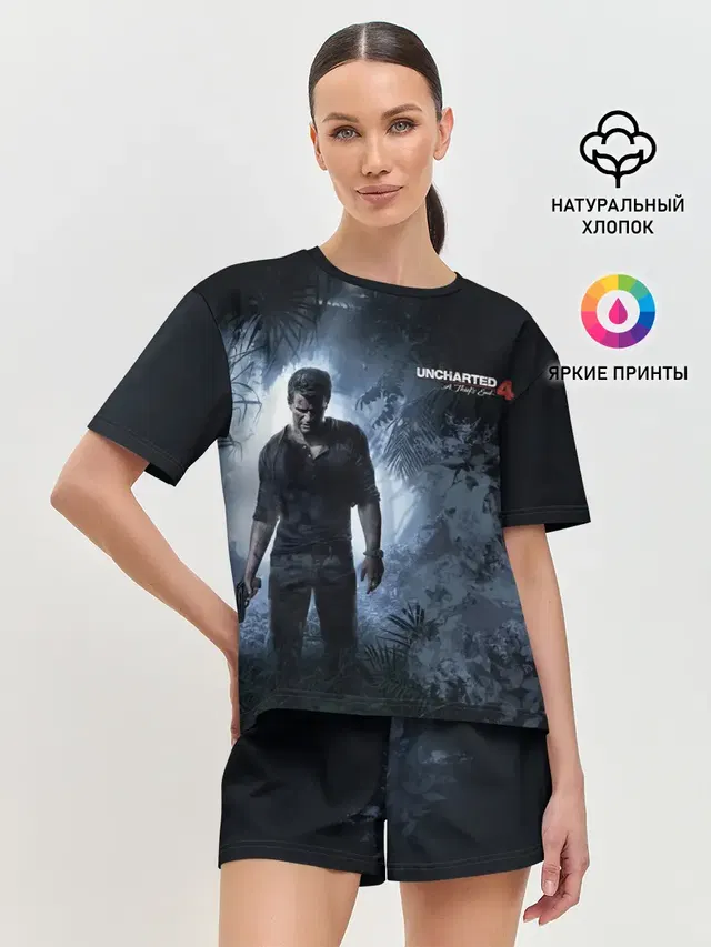 Женская пижама с шортами с принтом «Drake in jungle»