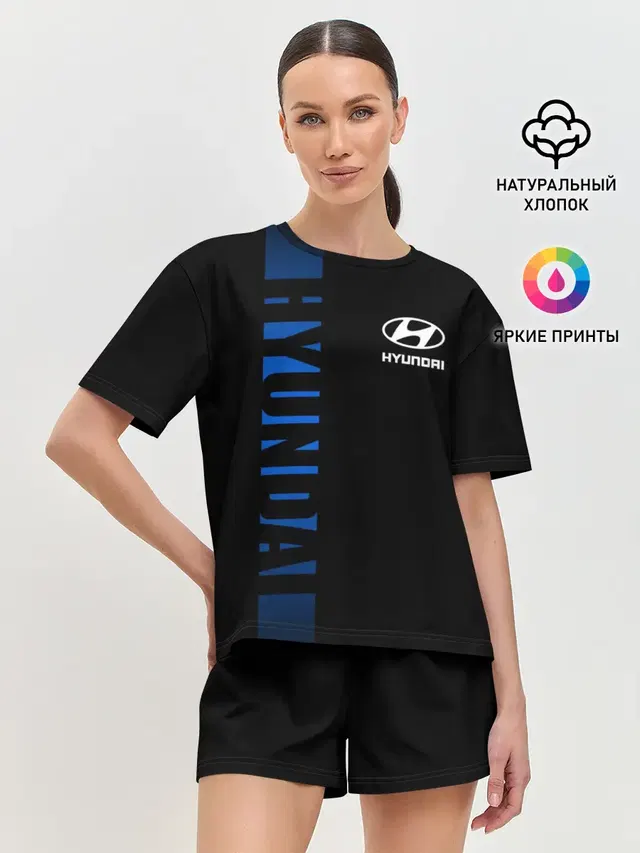 Женская пижама с шортами с принтом «Vertical stripe — HYUNDAI SPORT»