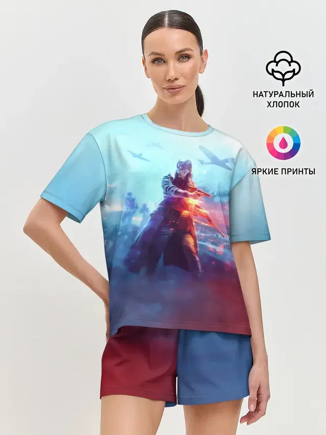 Женская пижама с шортами с принтом «BATTLEFIELD — Battlefield 5»